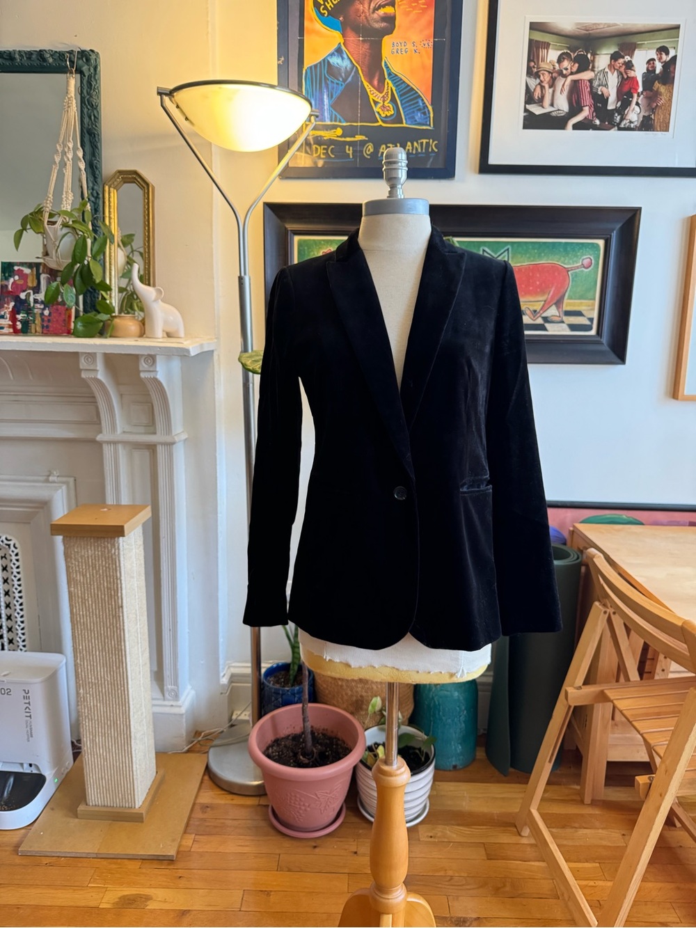 J. Crew Black Velvet Single-Button Blazer
